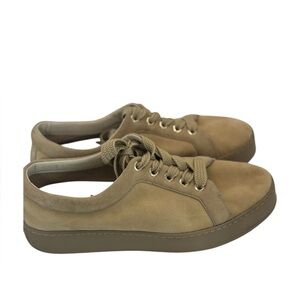 Max‎ Mara IT 37.5 Tan Suede Lace-Up Sneakers | Neutral Luxury Casual May Fit 8.5